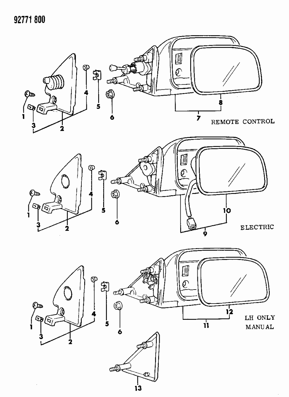 Mopar MB551035 Remote Control Mirror