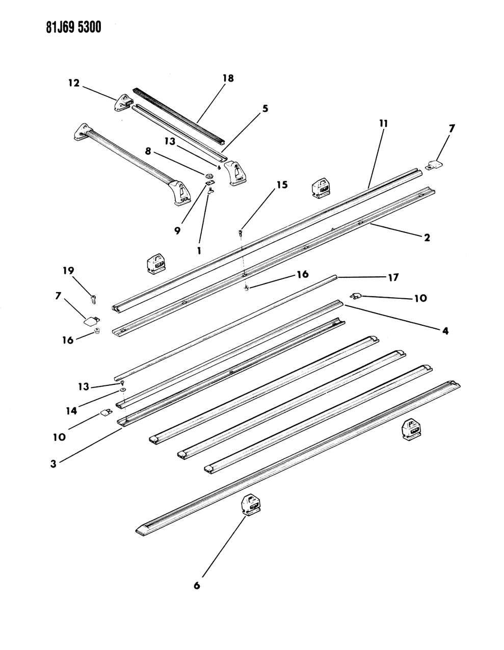 Mopar 55002865 Insert SKID Strip Roof Rac