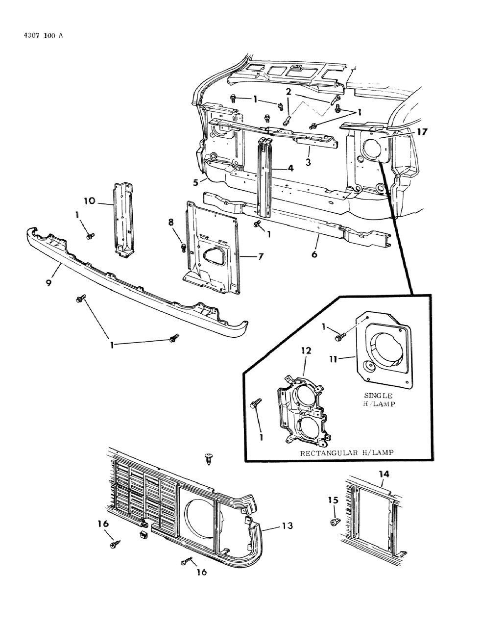 Mopar 4351142 Support Rad Grille Panel U