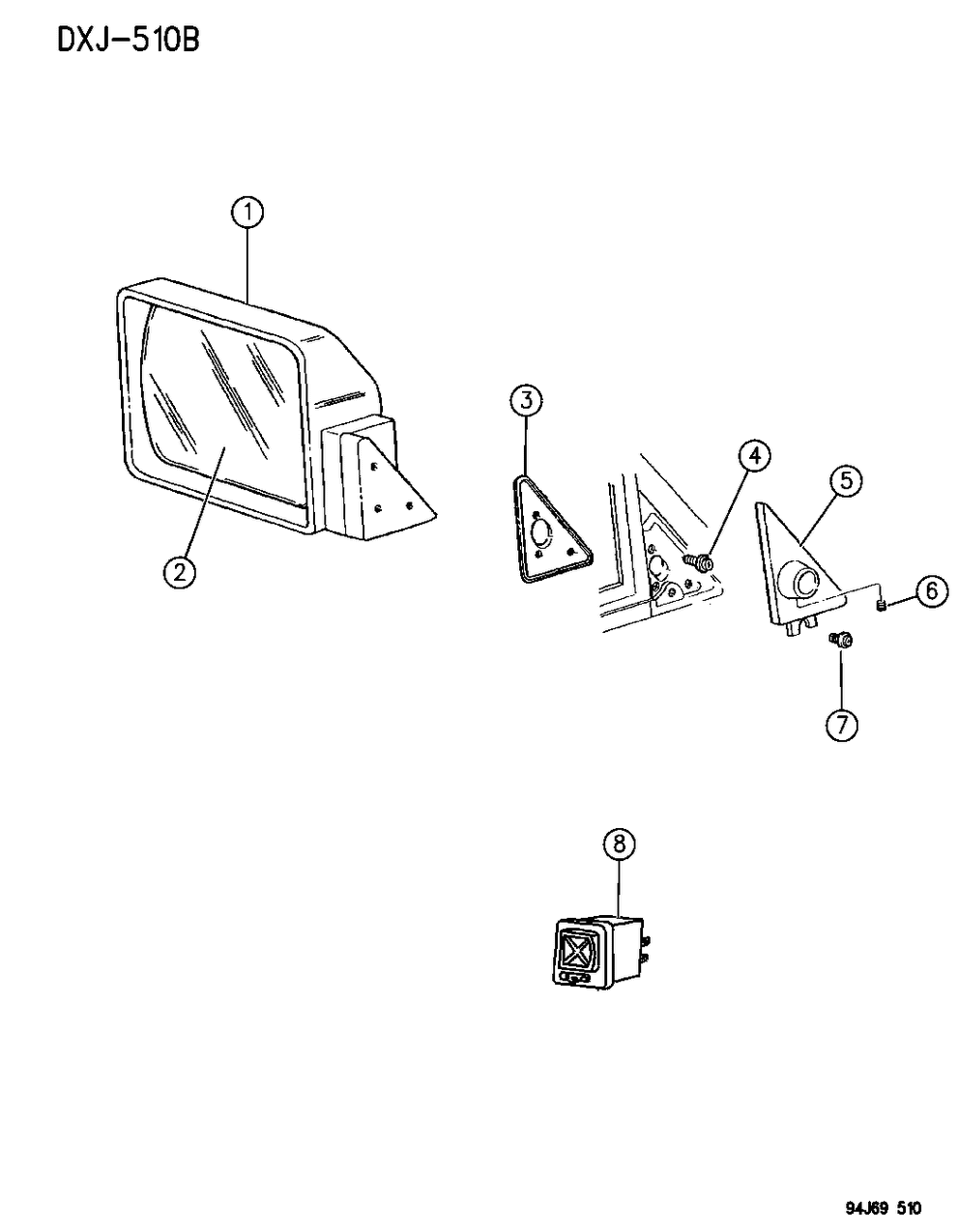 Mopar 55154734 Outside Door Mounted Electrical Mirror