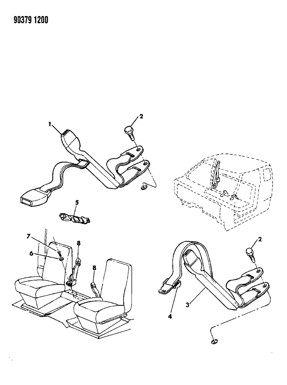 Mopar L756JS8 Front Inner Seat Right Belt Assembly