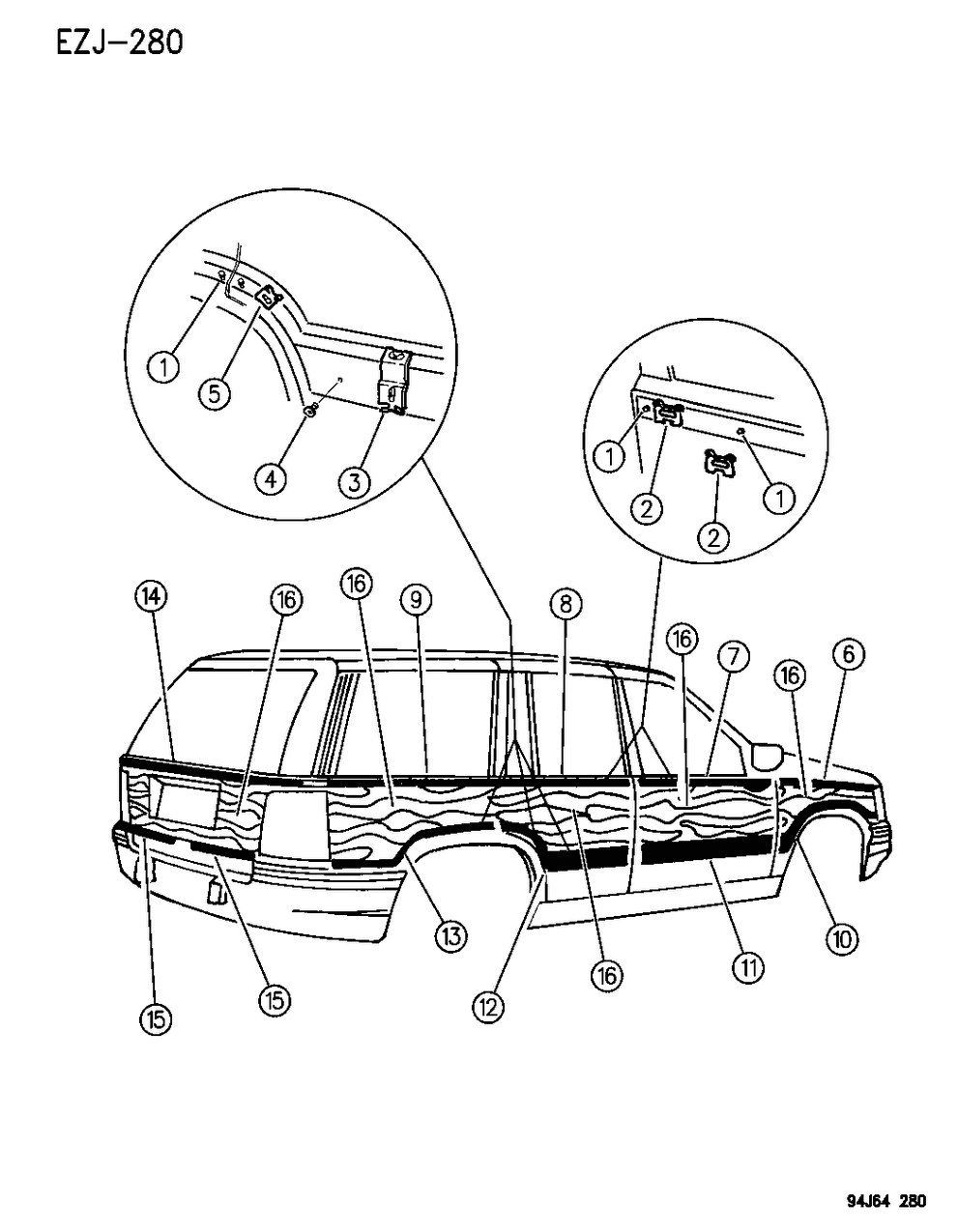 Mopar 55032539 Molding F/FENDER Upper LH WDGR