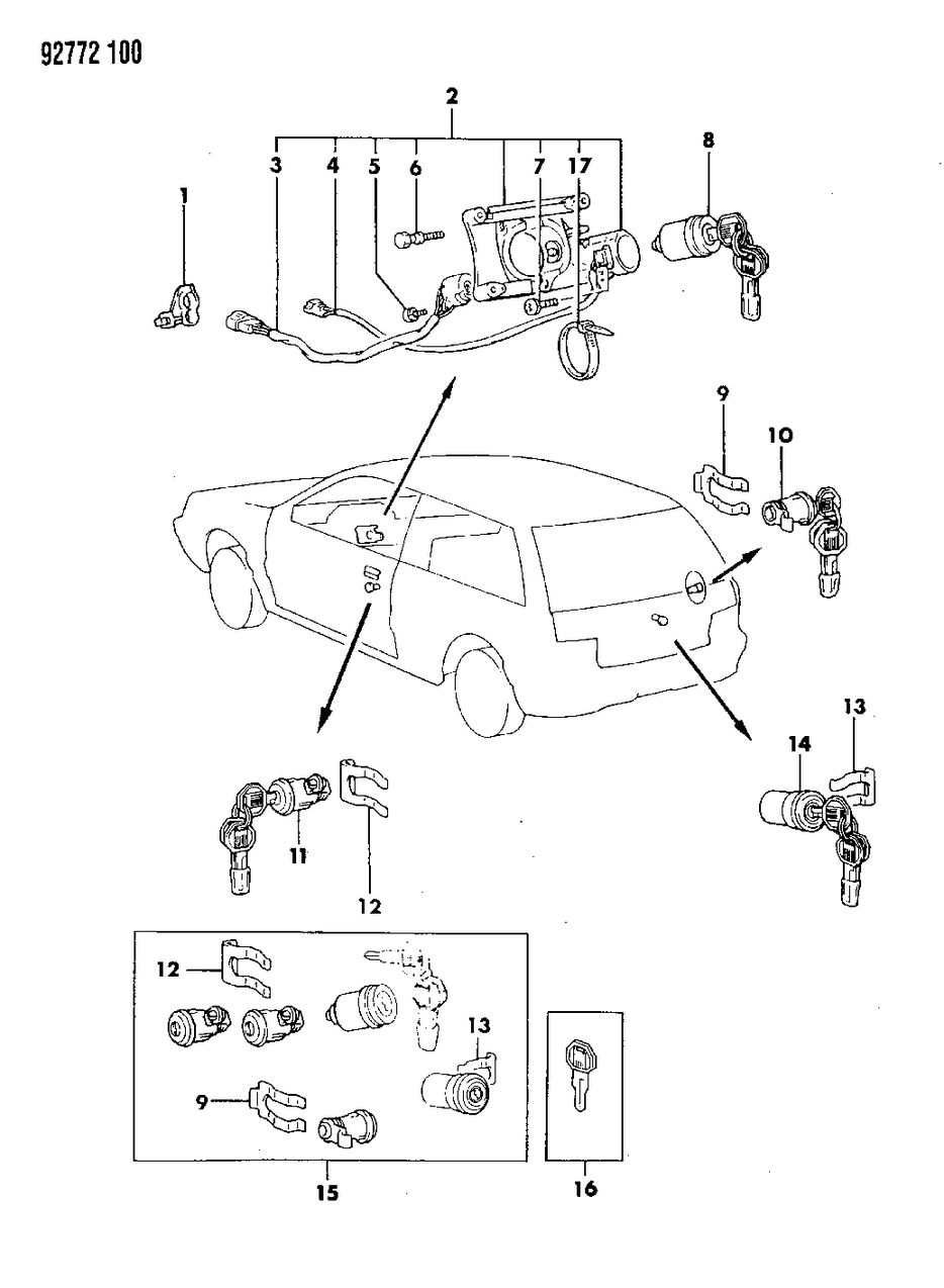 Mopar MB574778 Cylinder Tailgate Lock