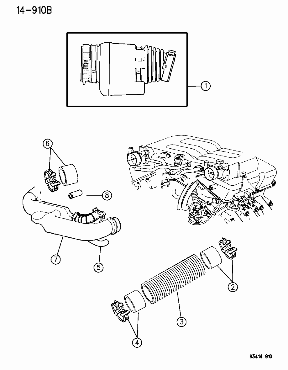 Mopar 4573120 Plenum, Air Cleaner, W/Small Hose To Plenum