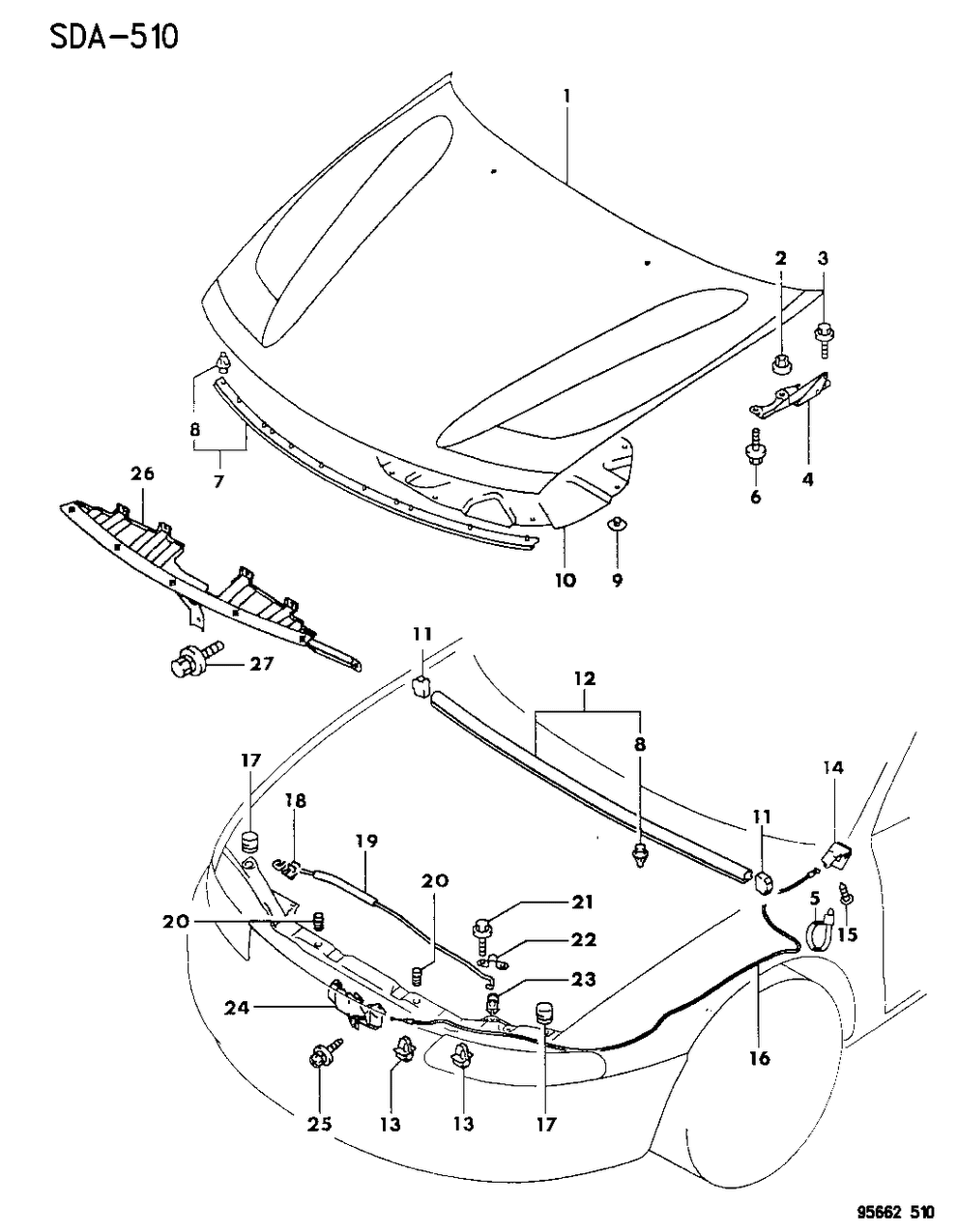 Mopar MR708128 Handle Hood Lock Release