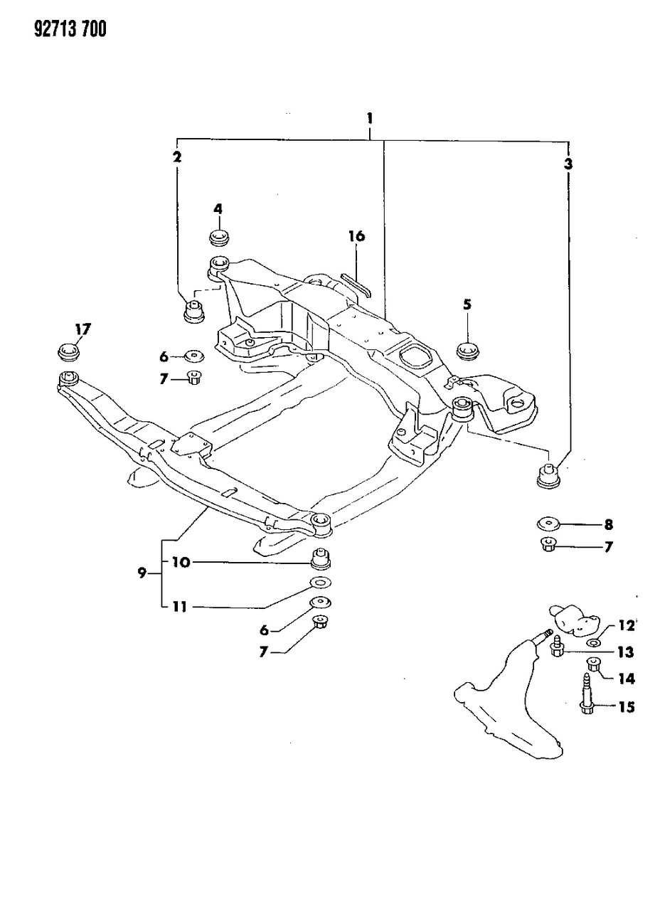 Mopar MB633315 Crossmember, Front Axle, No. 2