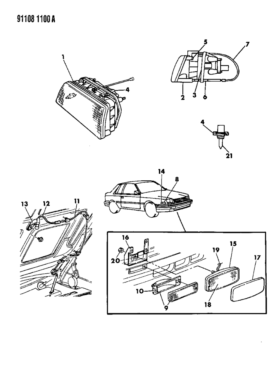 Mopar 4328691 Lamp Front Bumper Park & T/SIG