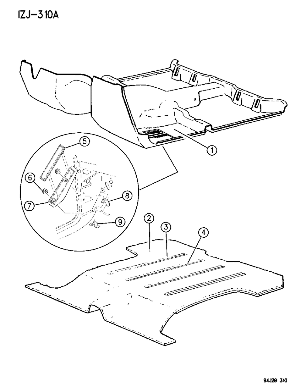 Mopar 82203012 Mat Kit FLOOR/REAR W/O Logo C