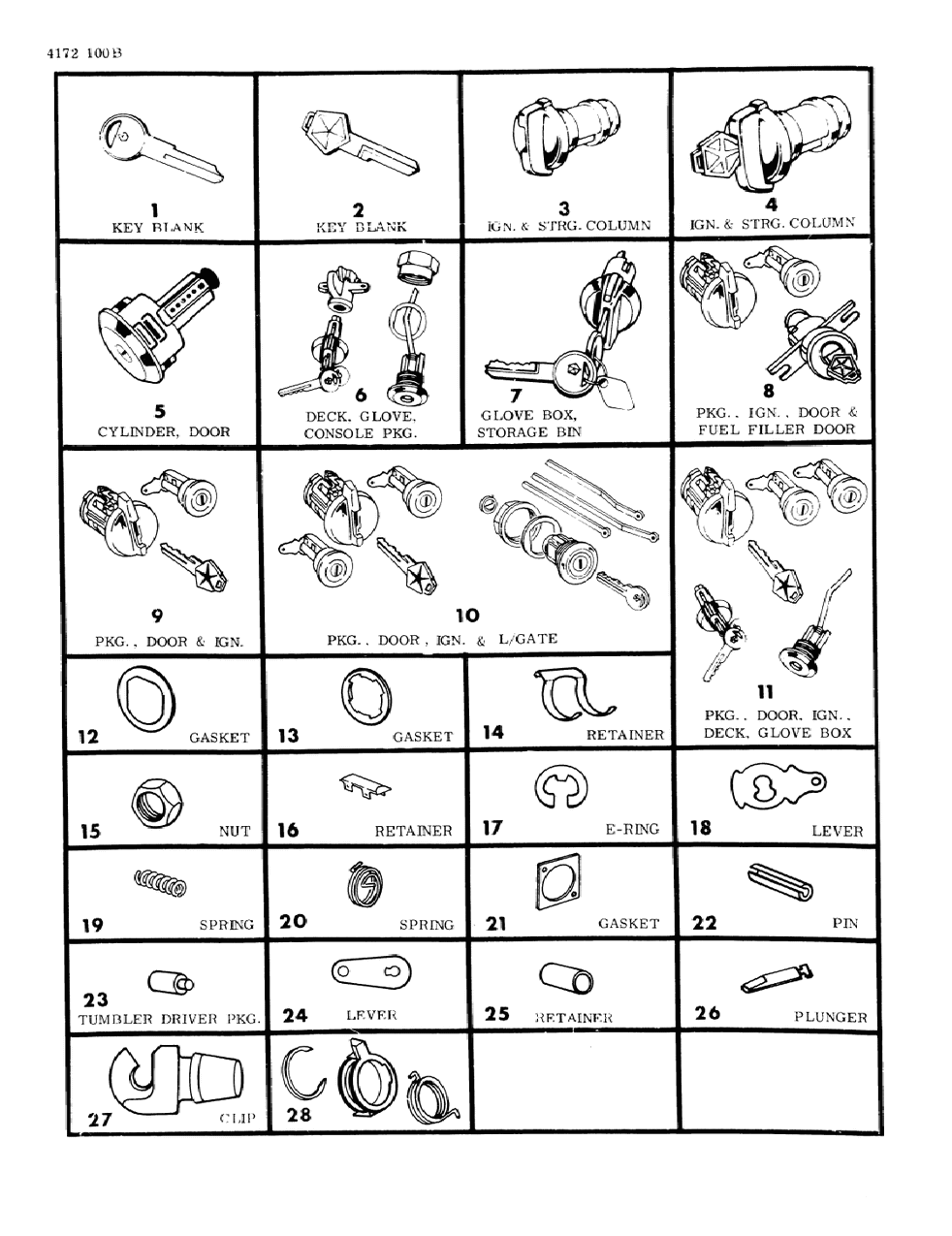 Mopar 4246645 G/BOX Lock Cylinder & Key