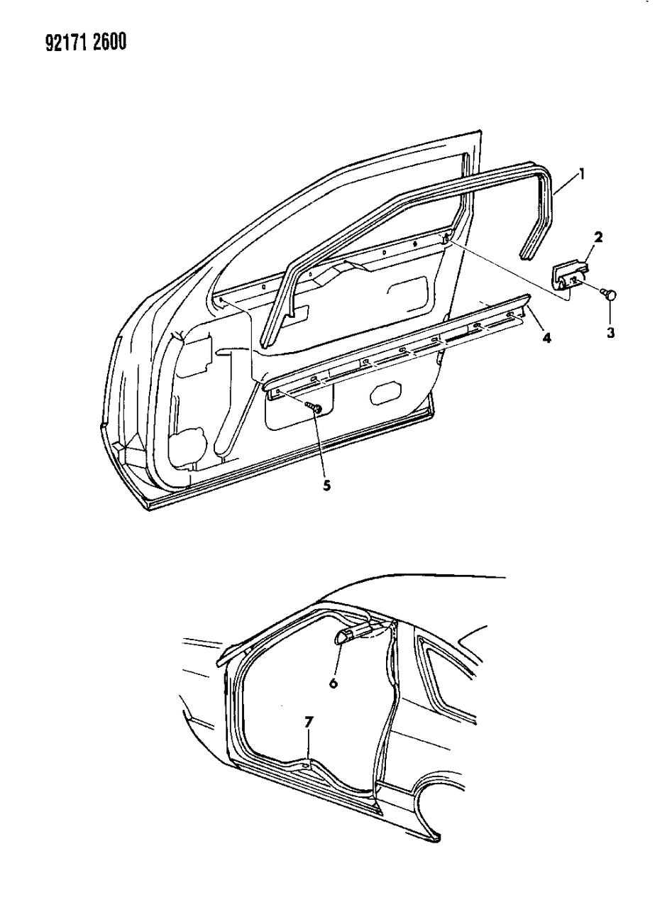 Mopar 4396060 WEATHERSTRIP Front Door OPNG Second