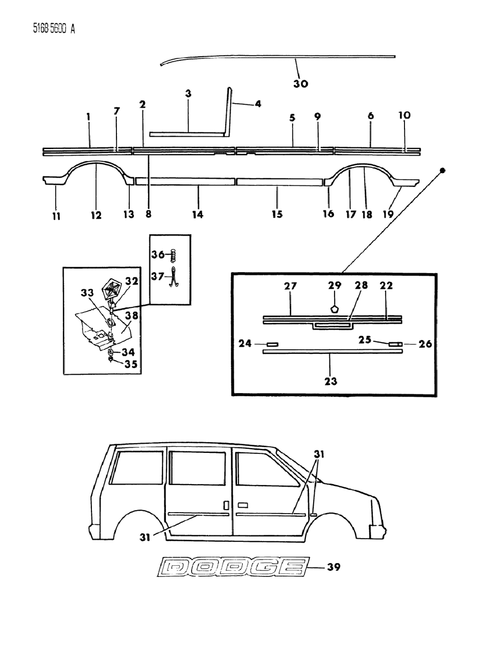 Mopar 4276731 Molding Front Door Outside Lower