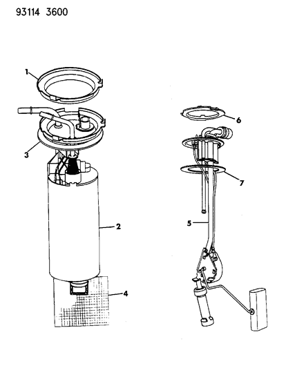 1993 Chrysler LeBaron GTC Fuel Pump & Level Unit Diagram