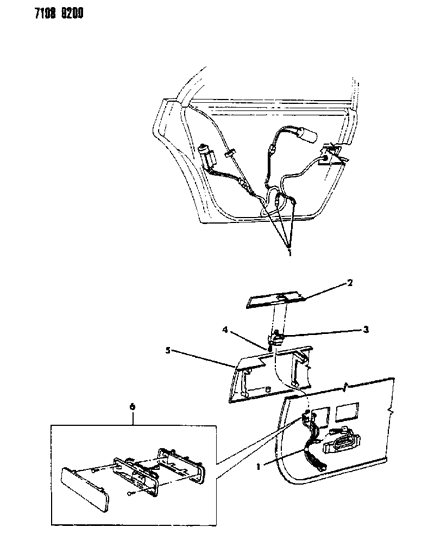 1987 Chrysler Fifth Avenue Wiring & Switches - Rear Door Diagram