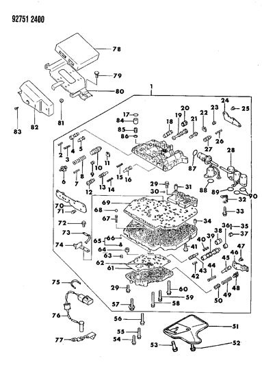 1992 Dodge Ram 50 Valve Body & Components Diagram 4