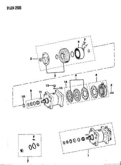 1991 Jeep Grand Wagoneer Compressor, Air Conditioning Diagram 1