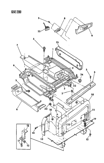 1988 Dodge Grand Caravan Adjuster - Electric And Left Riser Diagram