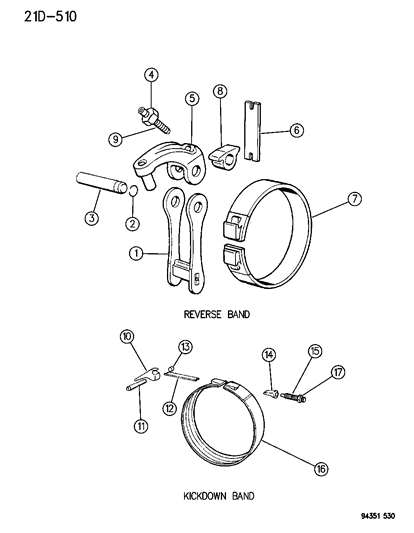 1994 Dodge Ram 2500 Bands , Reverse & Kickdown With Linkage Diagram 1