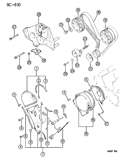 1994 Dodge Caravan Belt-Valve Timing Diagram for MD100679