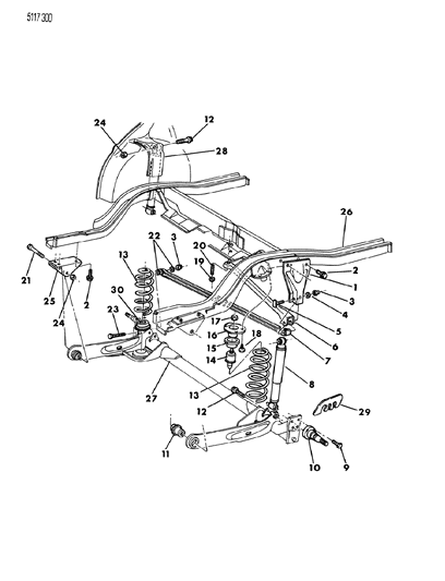 1985 Chrysler Town & Country Suspension - Rear Diagram