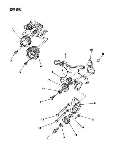 1989 Dodge Dakota Drive Pulleys Diagram 2