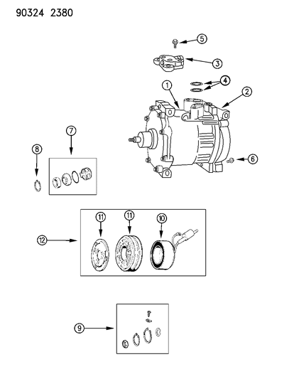 1993 Dodge W350 Compressor, Air Conditioning Diagram 2