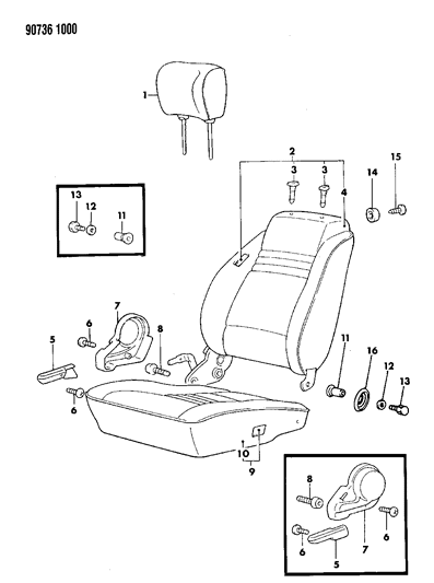 1990 Dodge Ram 50 Front Seat Bucket Diagram