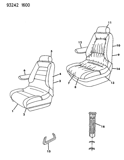 1993 Chrysler Town & Country Front Seat Diagram 2