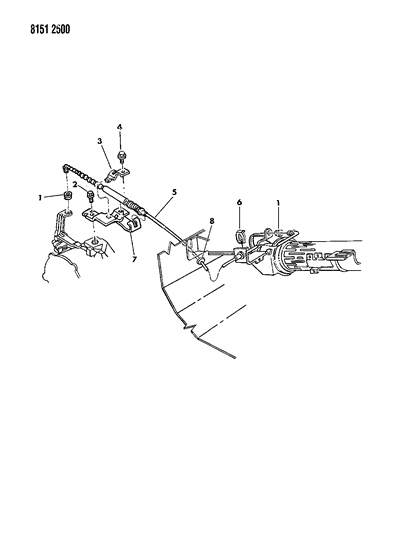 1988 Chrysler LeBaron Controls, Gearshift, Column Shaft Diagram