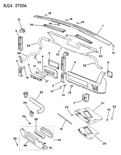 1987 Jeep Comanche Air Ducts & Outlets Diagram