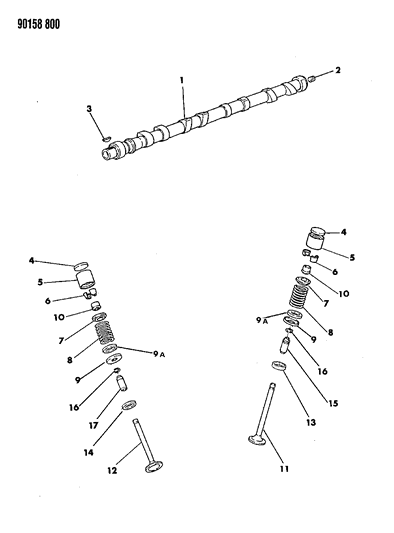 1990 Chrysler TC Maserati Camshaft & Valves Diagram 1