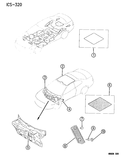 1995 Chrysler Sebring Silencer & Footrest Diagram