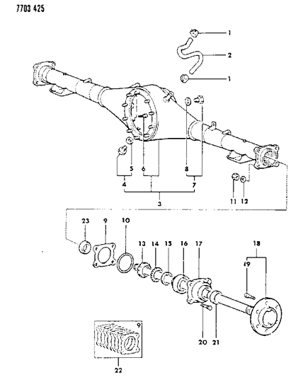 1988 Dodge Raider Axle, Rear Housing And Shaft Diagram