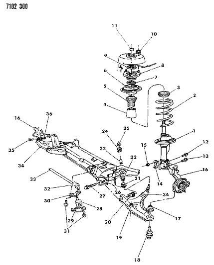 1987 Dodge Caravan Suspension - Front Diagram 2