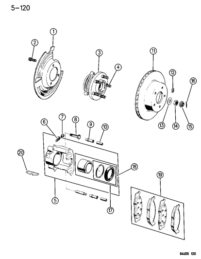 1994 Jeep Grand Cherokee Front Brakes Diagram