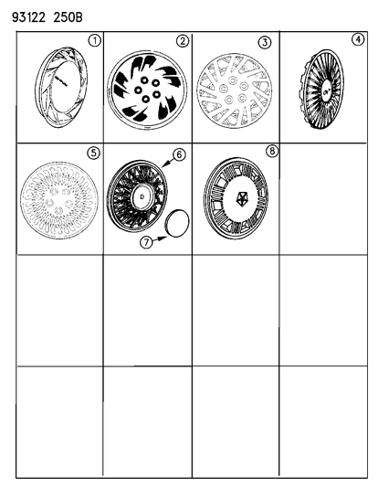 1993 Dodge Spirit Covers, Wheel Diagram