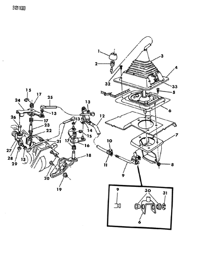 1985 Dodge Lancer Controls, Gearshift, Bench Seat Diagram