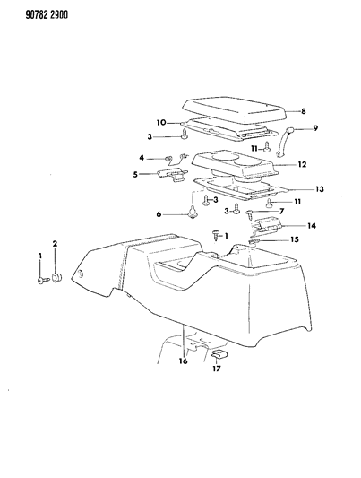 1990 Dodge Ram 50 Console, Rear Diagram