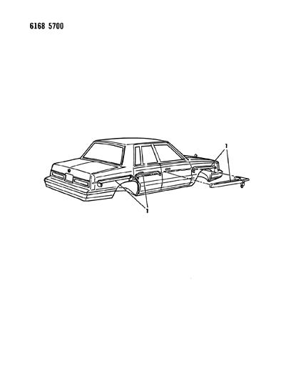 1986 Chrysler Fifth Avenue Tape Stripes & Decals - Exterior View Diagram 2