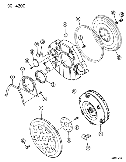 1996 Dodge Ram 2500 Crankshaft , Piston & Flywheel & Torque Converter Diagram 2