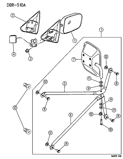 1994 Dodge Ram 3500 Mirror - Exterior Diagram