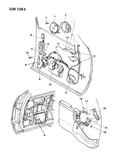 1986 Chrysler LeBaron GTS Wiring & Switches - Front Door Diagram