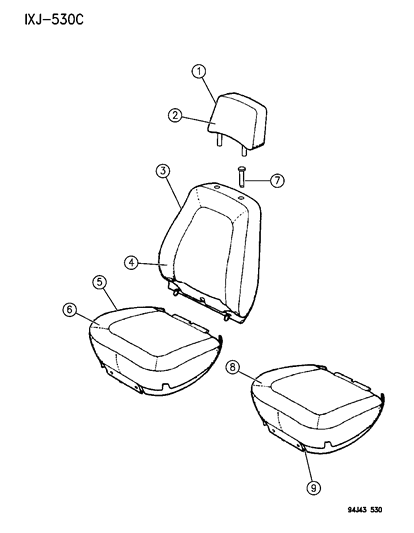 1996 Jeep Cherokee Covers, Seat Upholstery Cherokee Diagram 1