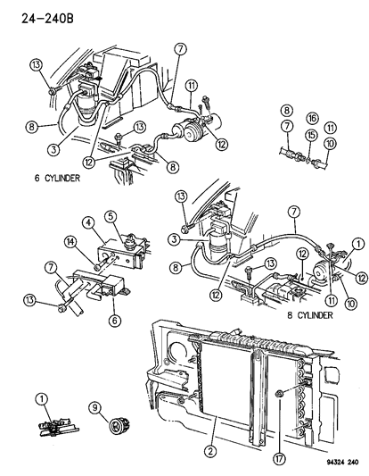 1994 Dodge Ram Wagon A/C SUCT. & Liquid AUX. Diagram for 4773316