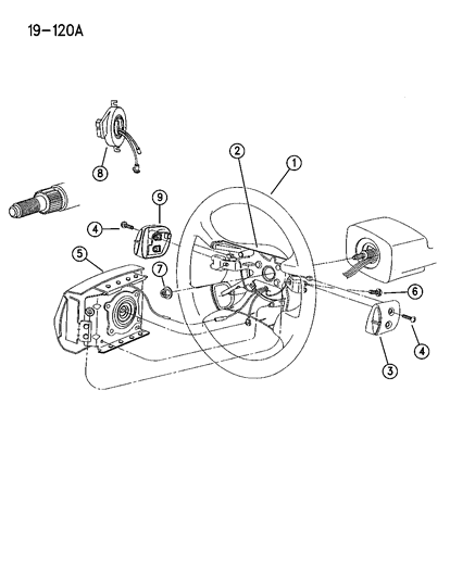 1996 Dodge Stratus Driver Air Bag Module Assembly Diagram for PK46SKB