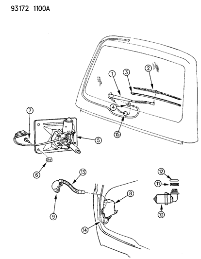 1993 Dodge Grand Caravan Liftgate Wiper & Washer System Diagram