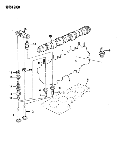 1990 Dodge Dynasty Camshaft & Valves Diagram 1