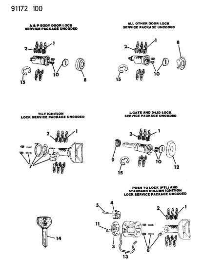 1991 Chrysler TC Maserati Lock Cylinders Diagram