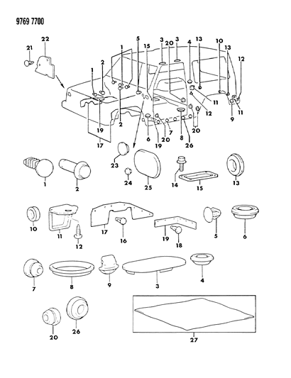 1989 Dodge Raider RETAINER-Hood Diagram for MB274778