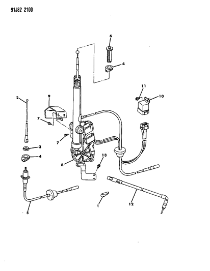 1992 Jeep Comanche Mast Pkg-Power Antenna Replacement Diagram for 4741282