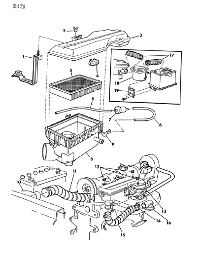 1985 Chrysler LeBaron Base Air Cleaner Diagram 4